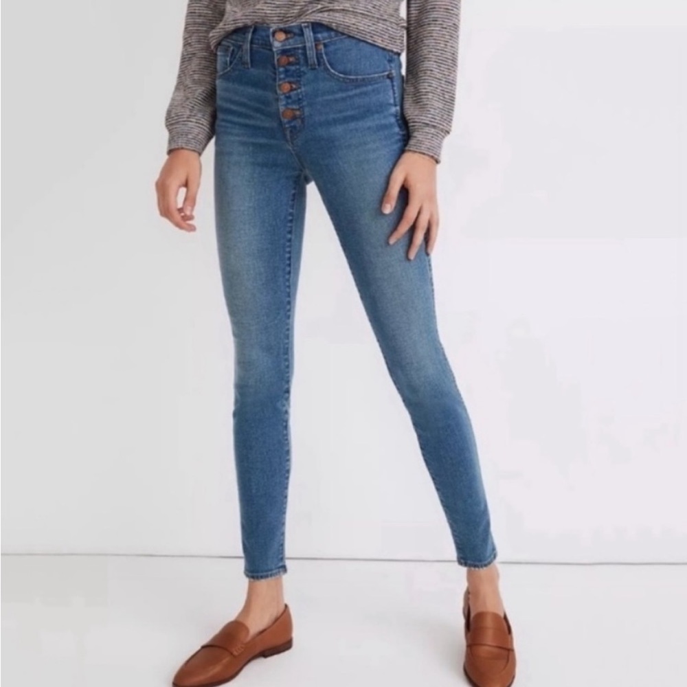 NWT Madewell 10” High Rise Skinny Jeans In Dewitt Wash: Button Front Tencel